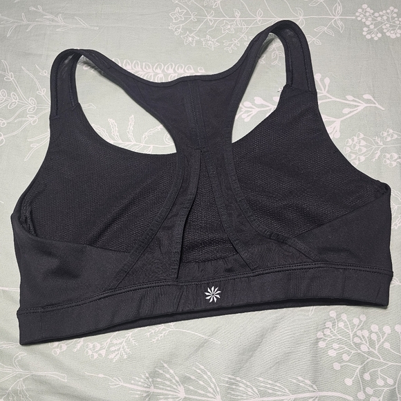 Athleta Black Racerback Sports Bra with Stretchy Fabric Size M - Picture 2 of 6